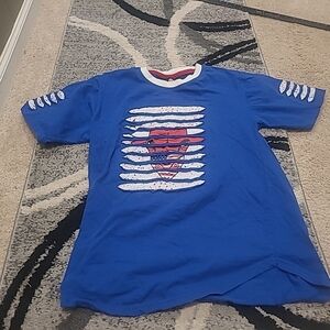 Red Ape Kids XL(14) chicago Bulls Red White Blue Tee Cut Up Cotton